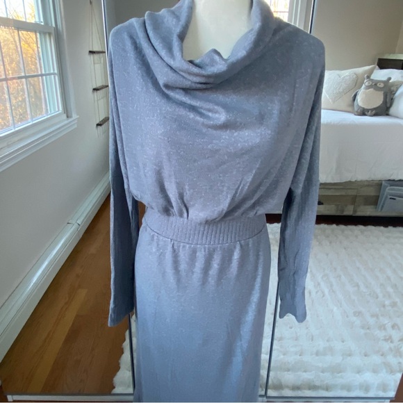 NWT Daily Practice by Anthropologie The Arabella Drapey Dress Cowl Neck Gray M - Picture 3 of 12